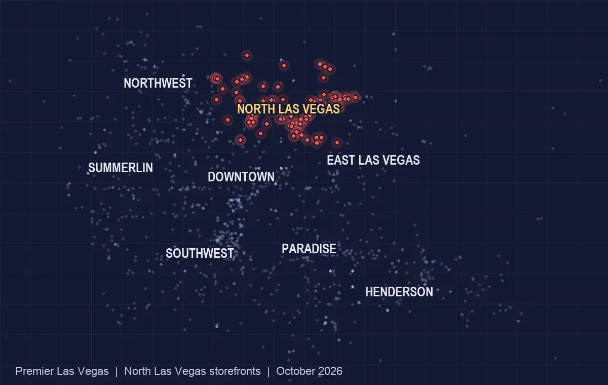 Map of storefront businesses in North Las Vegas