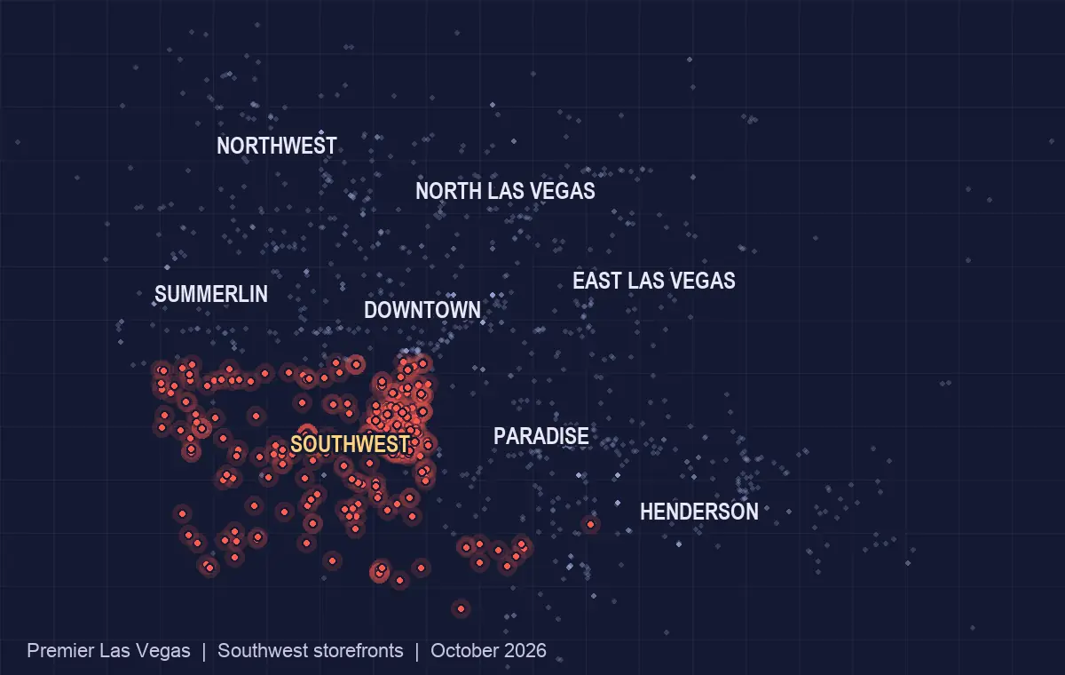 Map of storefront businesses in Southwest