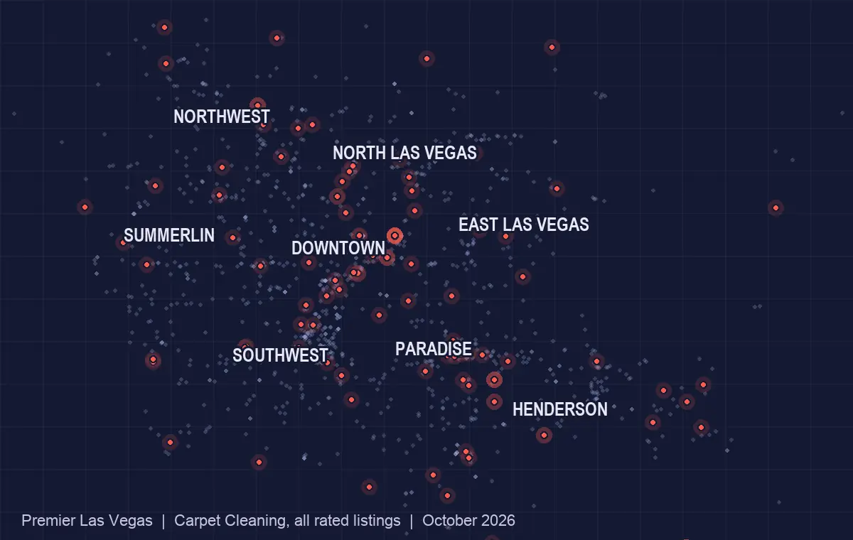 Map of carpet cleaning listed in the Las Vegas valley