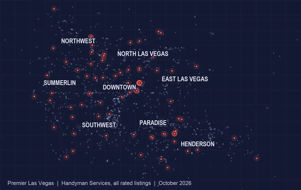 Map of handyman services across the Las Vegas valley