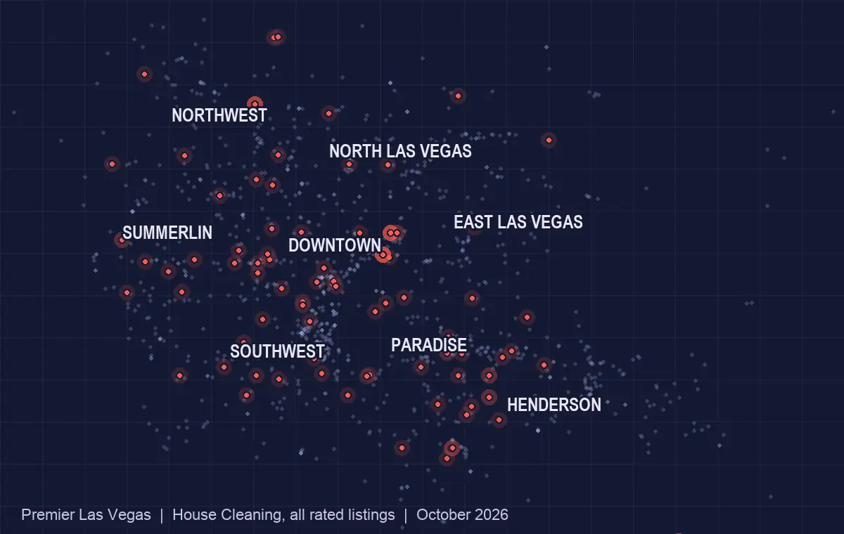 Map of house cleaning listed in the Las Vegas valley