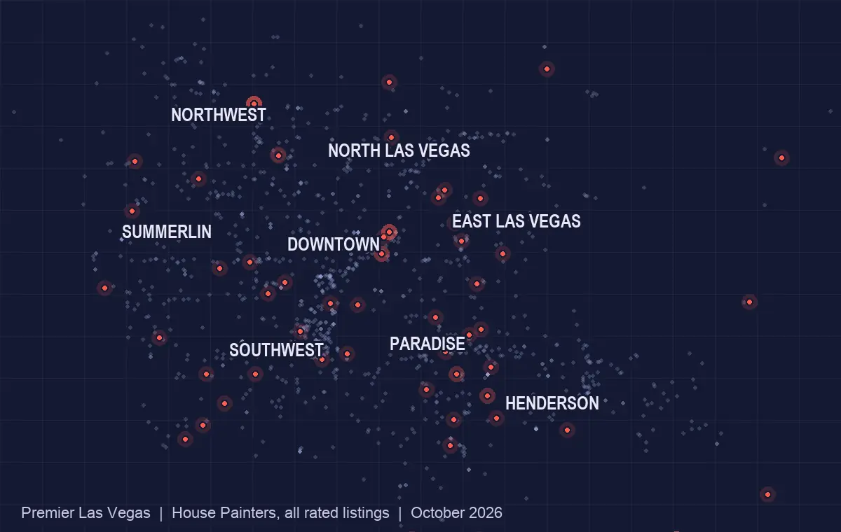 Map of house painters listed in the Las Vegas valley